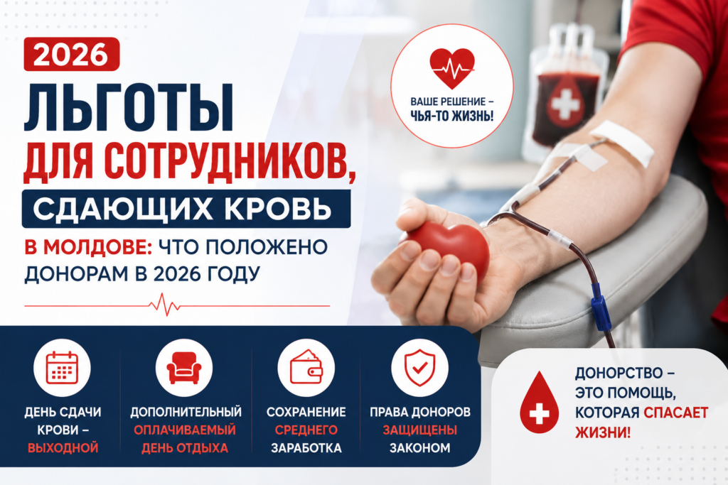 Пільги для працівників, які здають кров у Молдові: що належить донорам у 2026 році