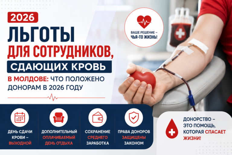 Льготы для работников, сдающих кровь в Молдове: что положено донорам в 2026 году