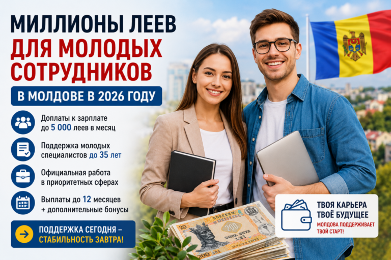 Миллионы леев для молодых работников в Молдове в 2026 году: кто получит доплаты к зарплате