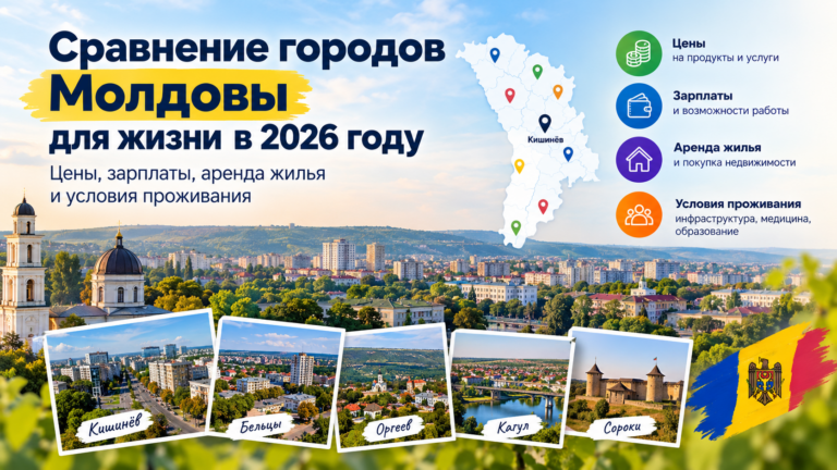 Сравнение городов Молдовы для жизни в 2026 году: цены, зарплаты, аренда жилья и условия проживания